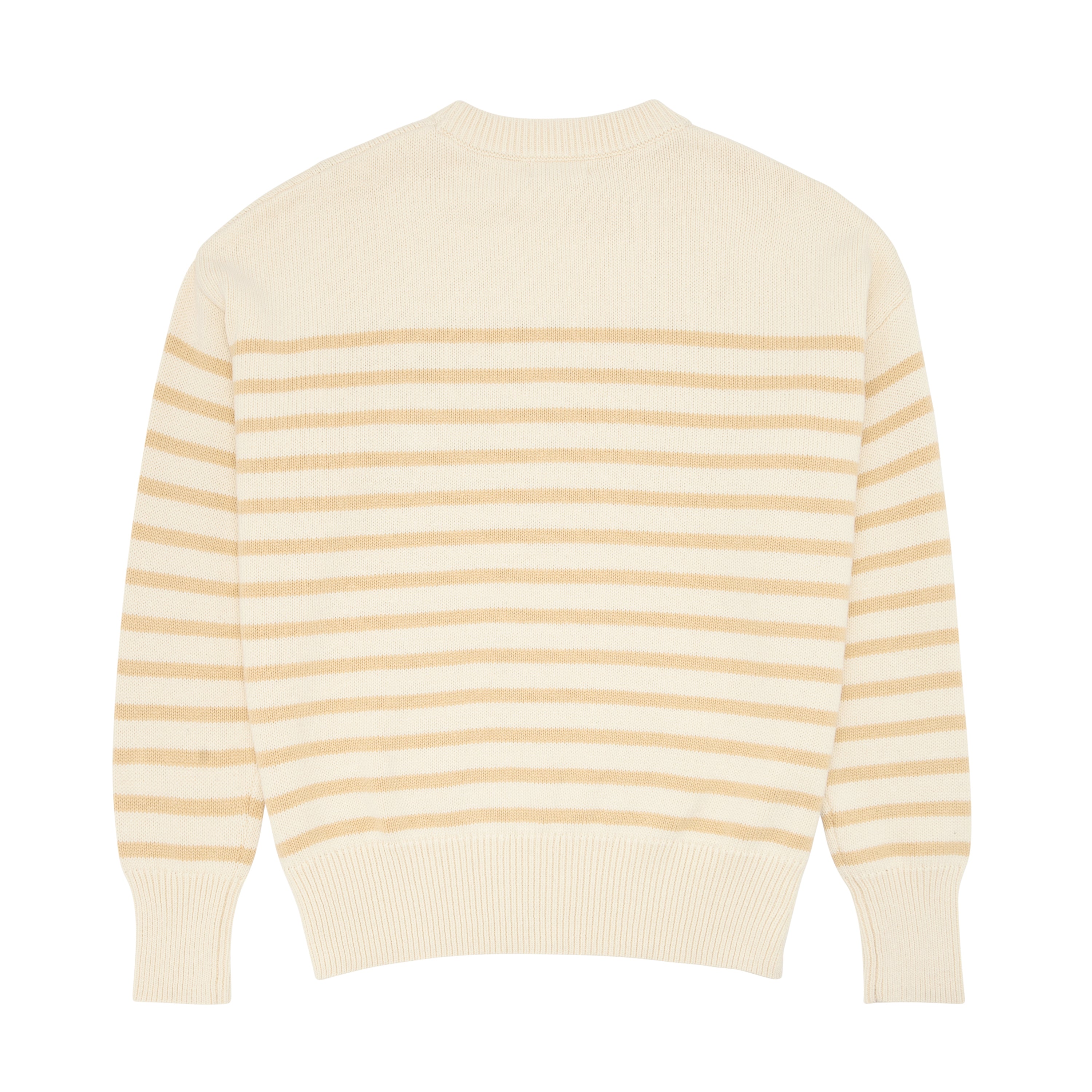 women's cream and tan stripe knit sweater