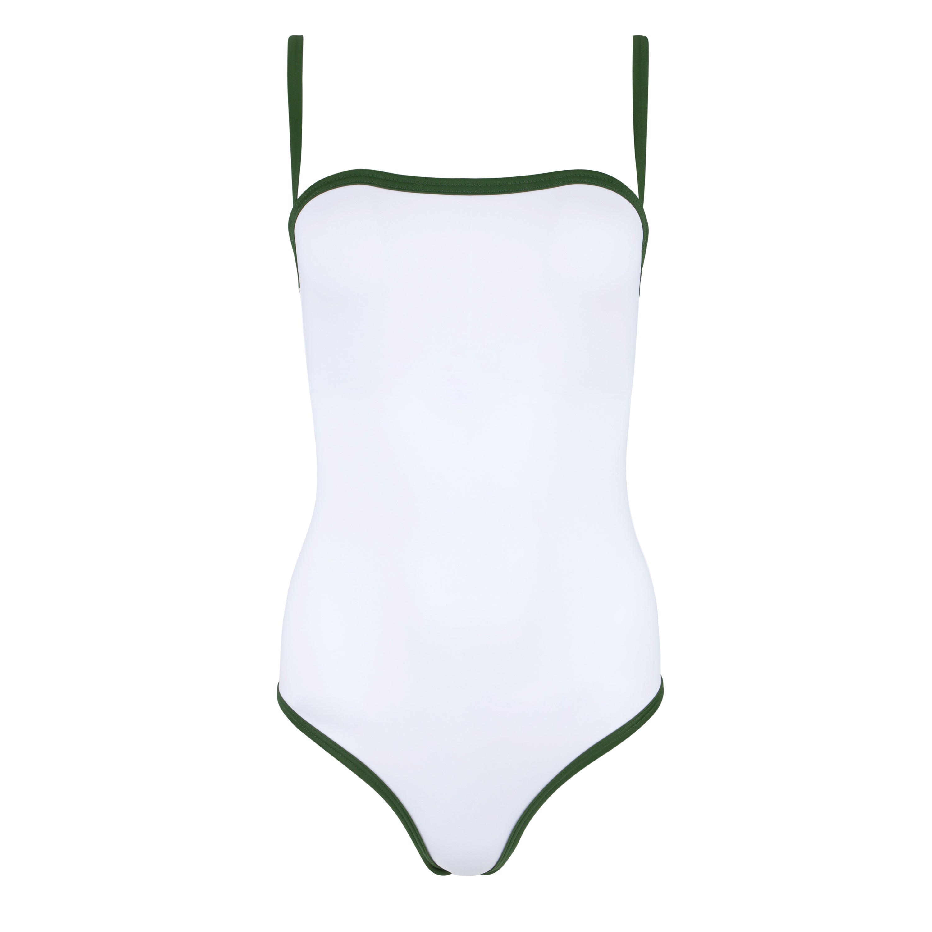 women's white with charleston green trim one piece