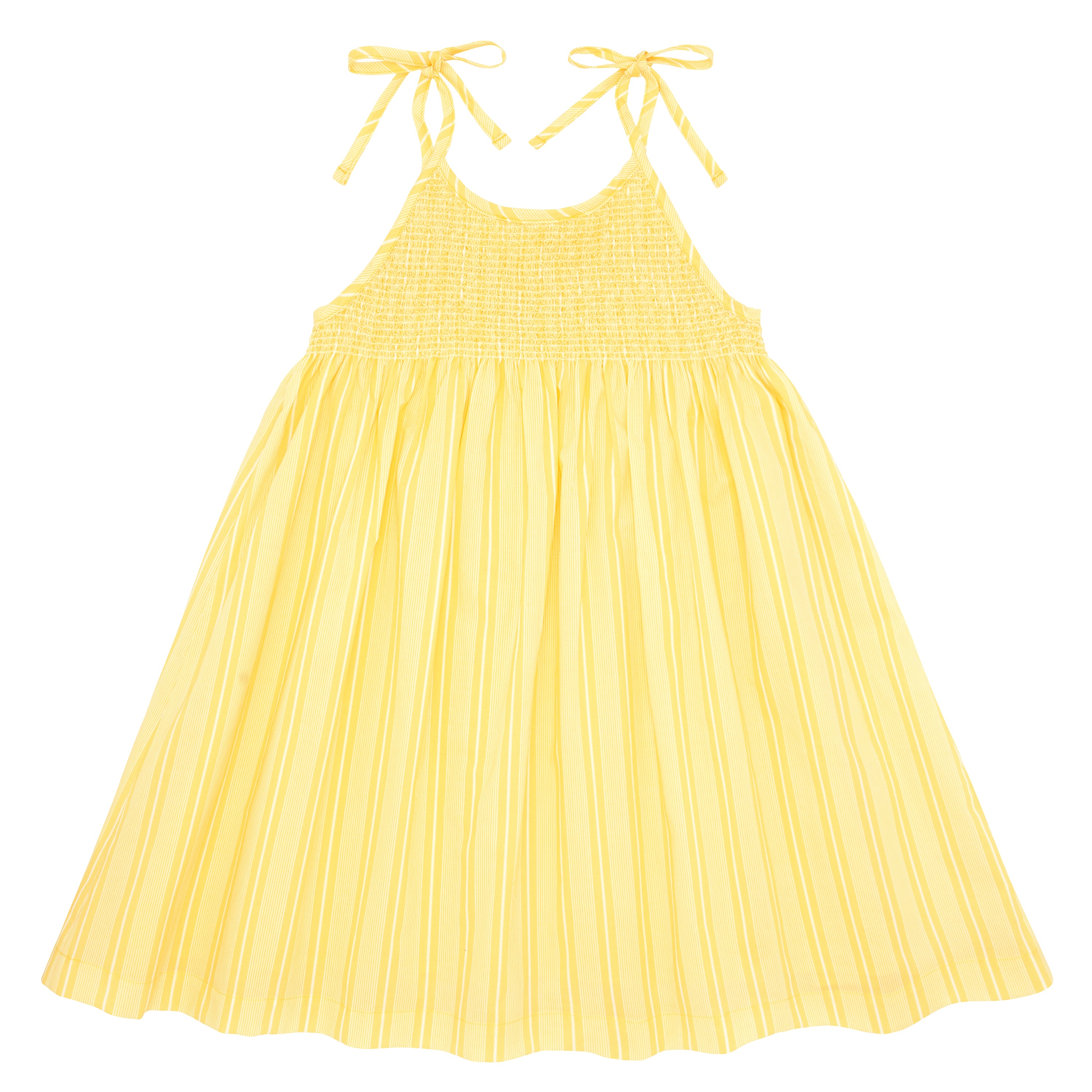 girls pineapple stripe smocked dress with shoulder ties