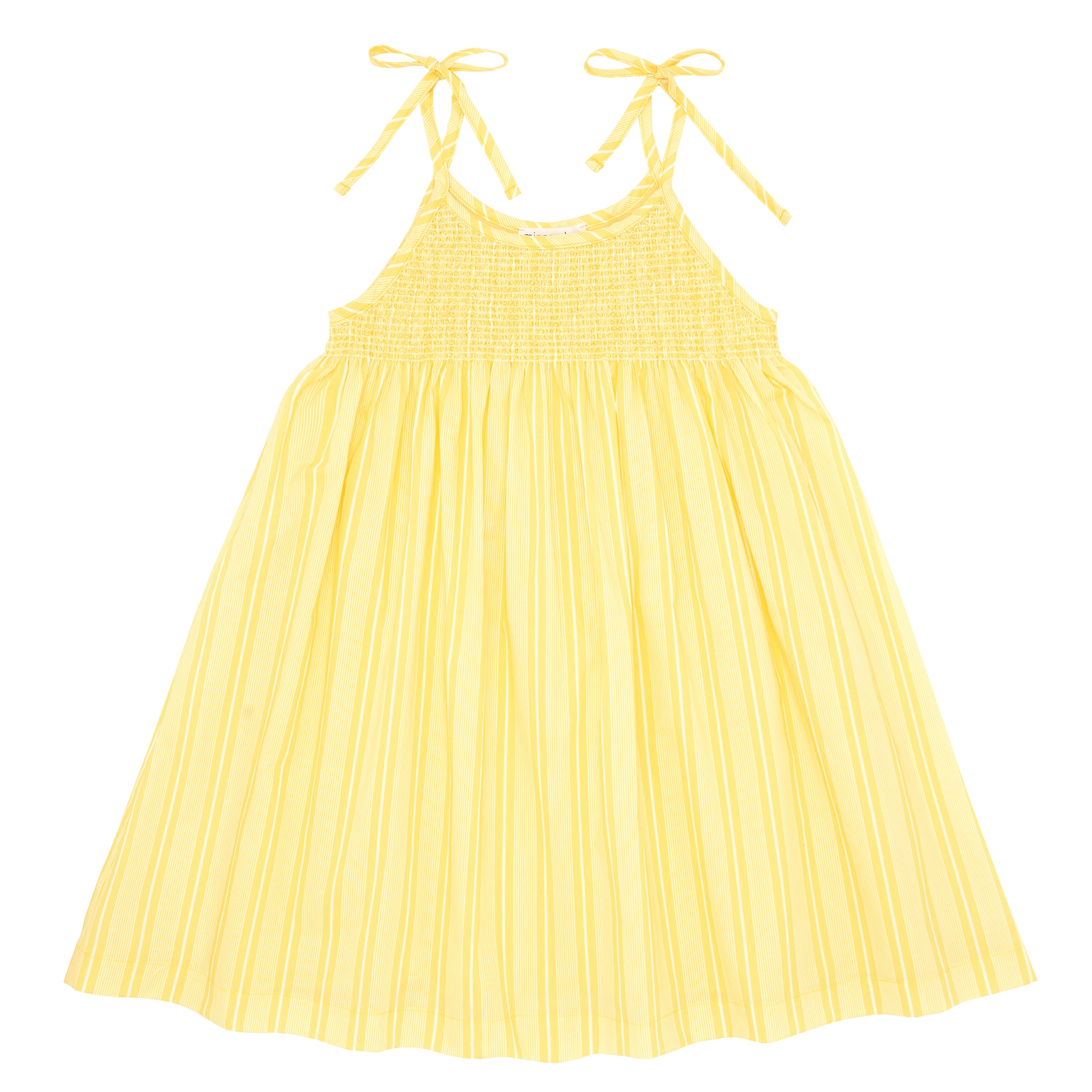 girls pineapple stripe smocked dress with shoulder ties