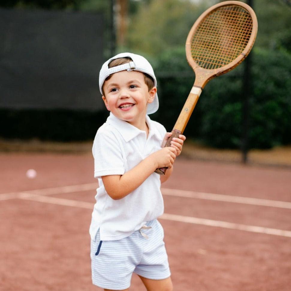 boys powder blue stripe french terry short