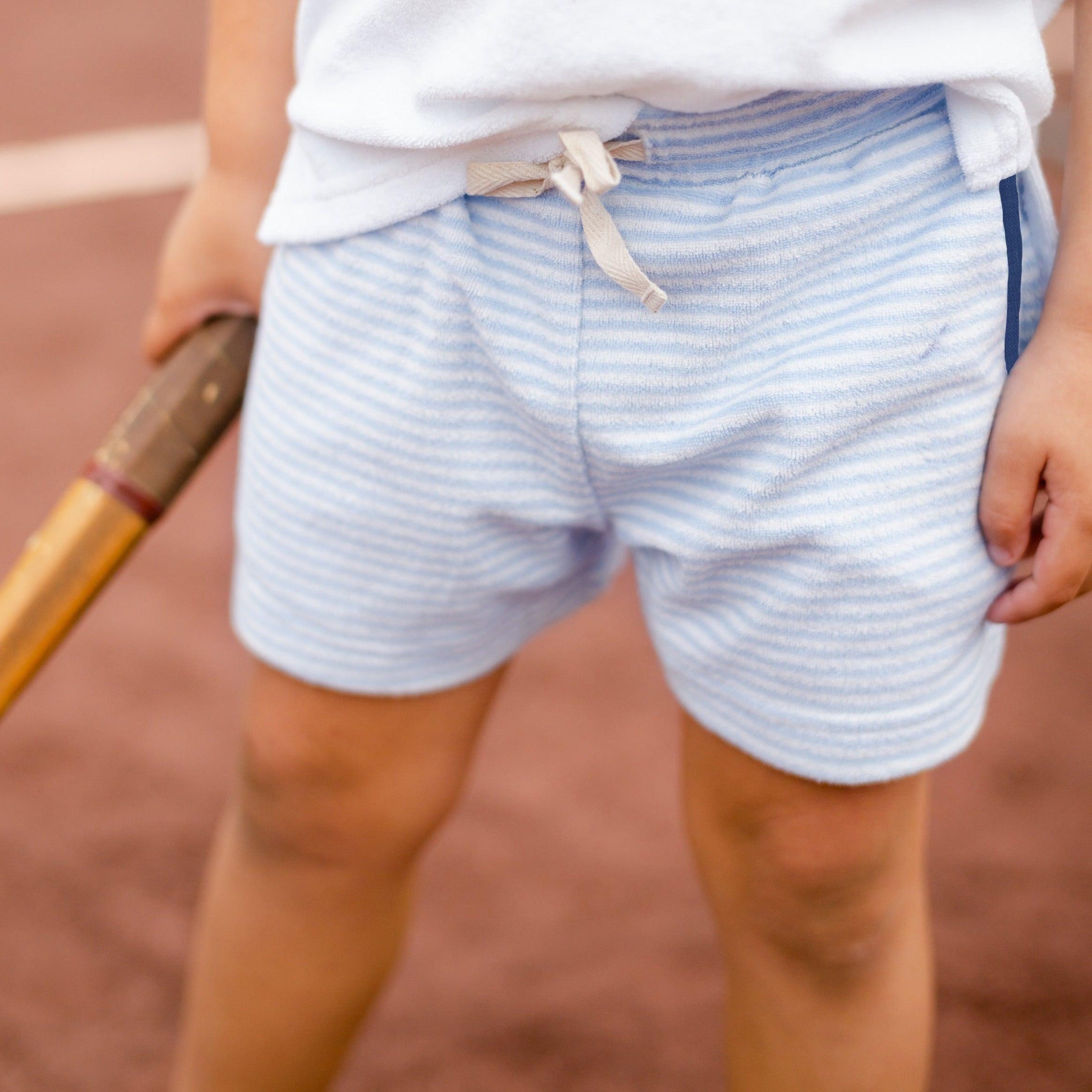 boys powder blue stripe french terry short