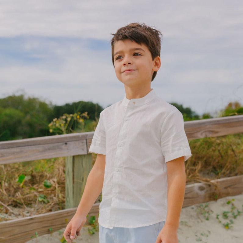 boys white button down shirt