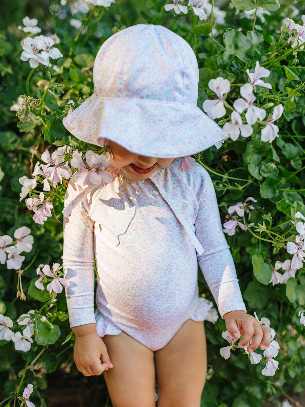 baby antique floral sun hat