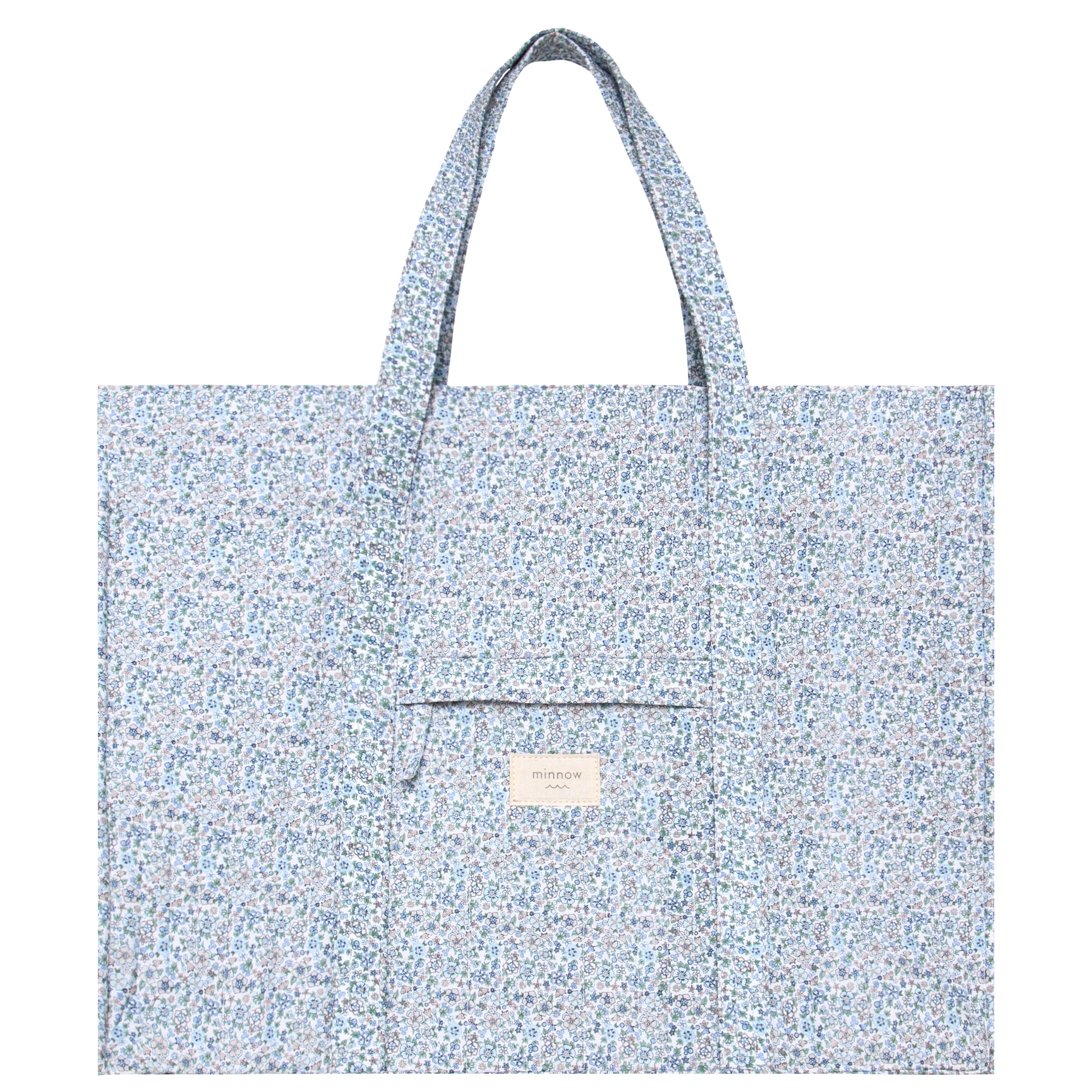 slate floral overnighter tote