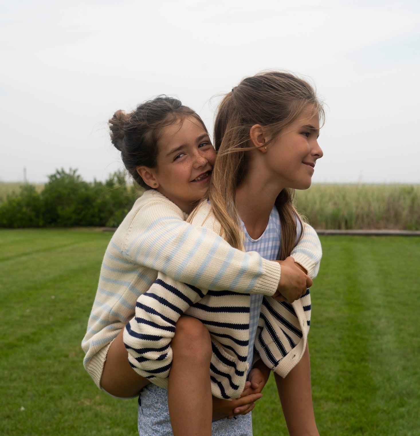 unisex breton stripe knit cardigan