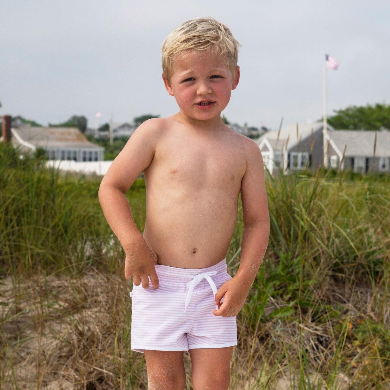 boys pink stripe boardie