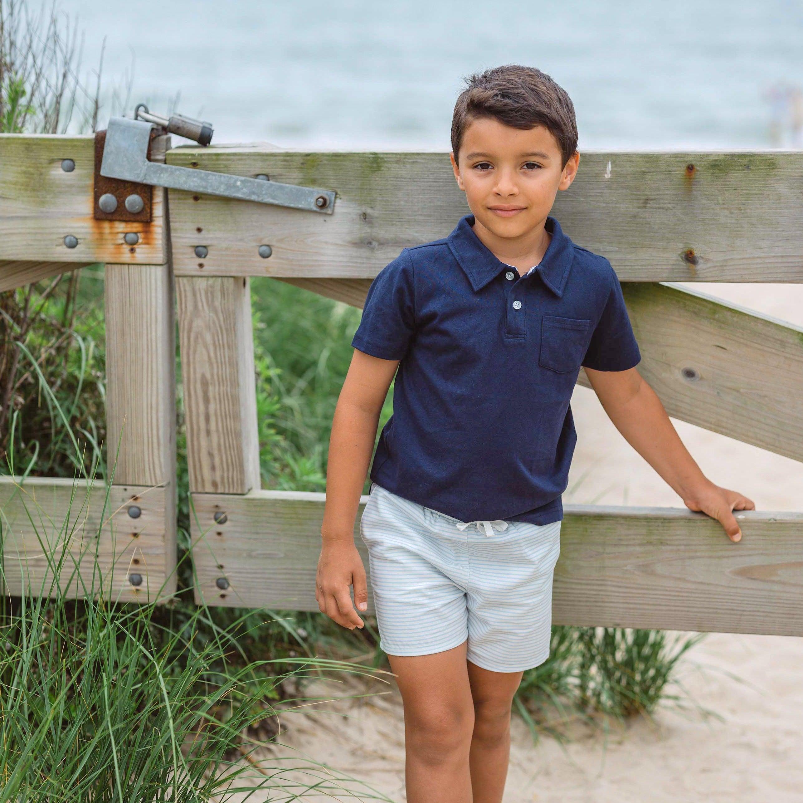 boys navy cotton polo