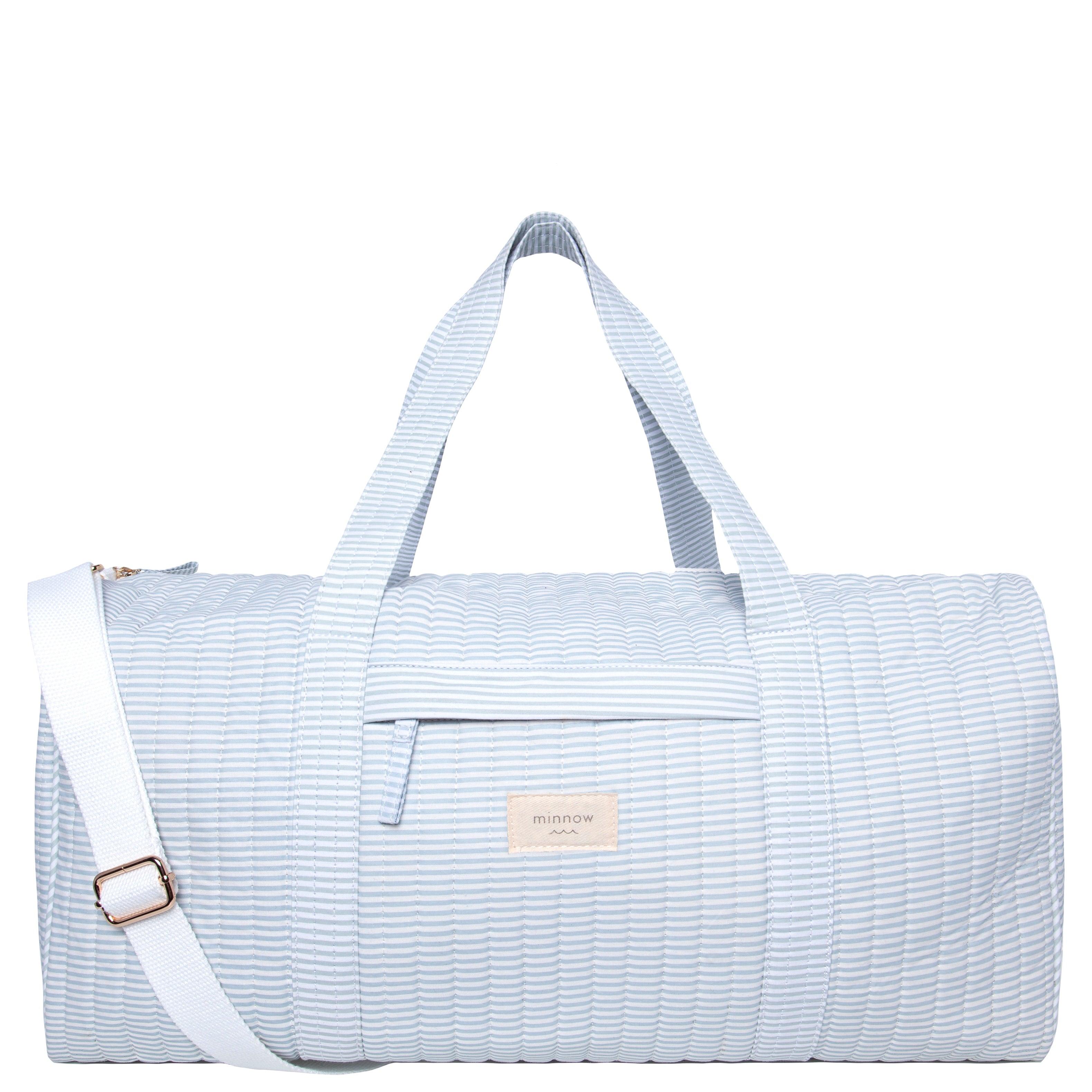 powder blue stripe weekender bag