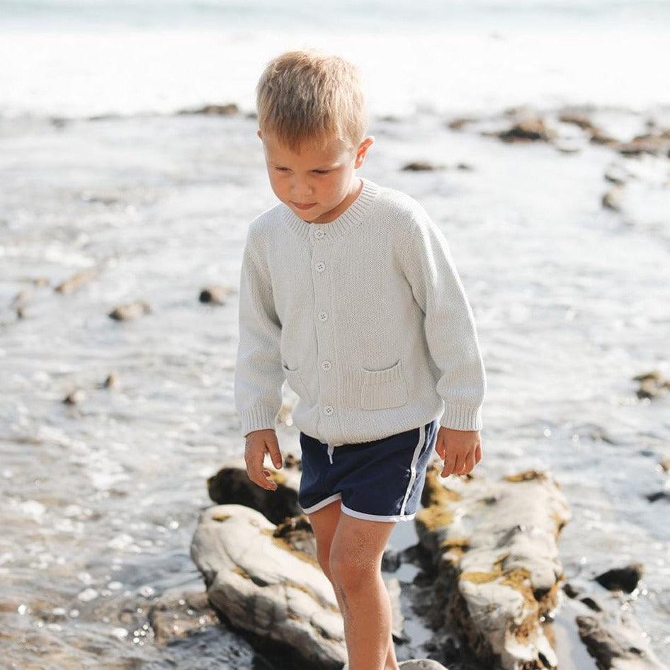 unisex light blue knit cardigan