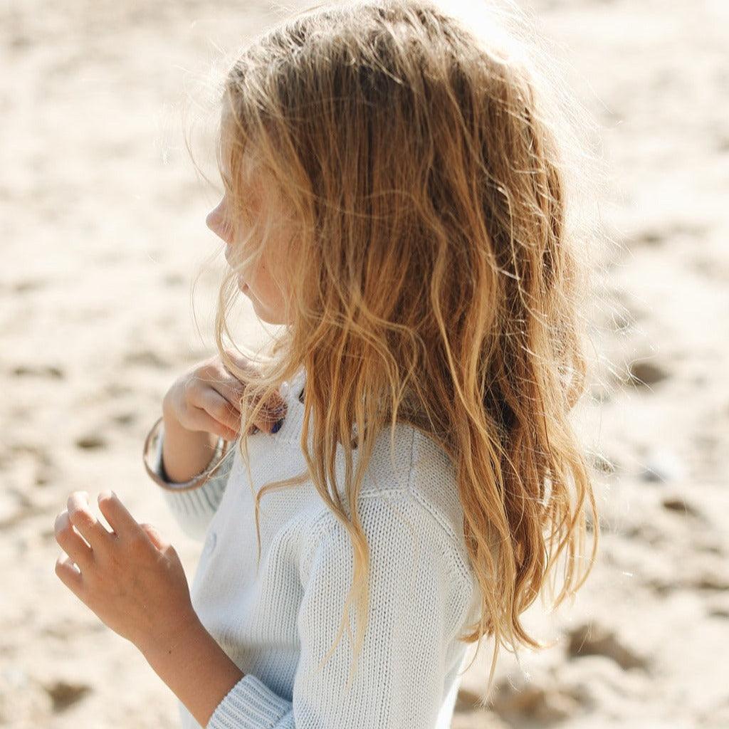 unisex light blue knit cardigan