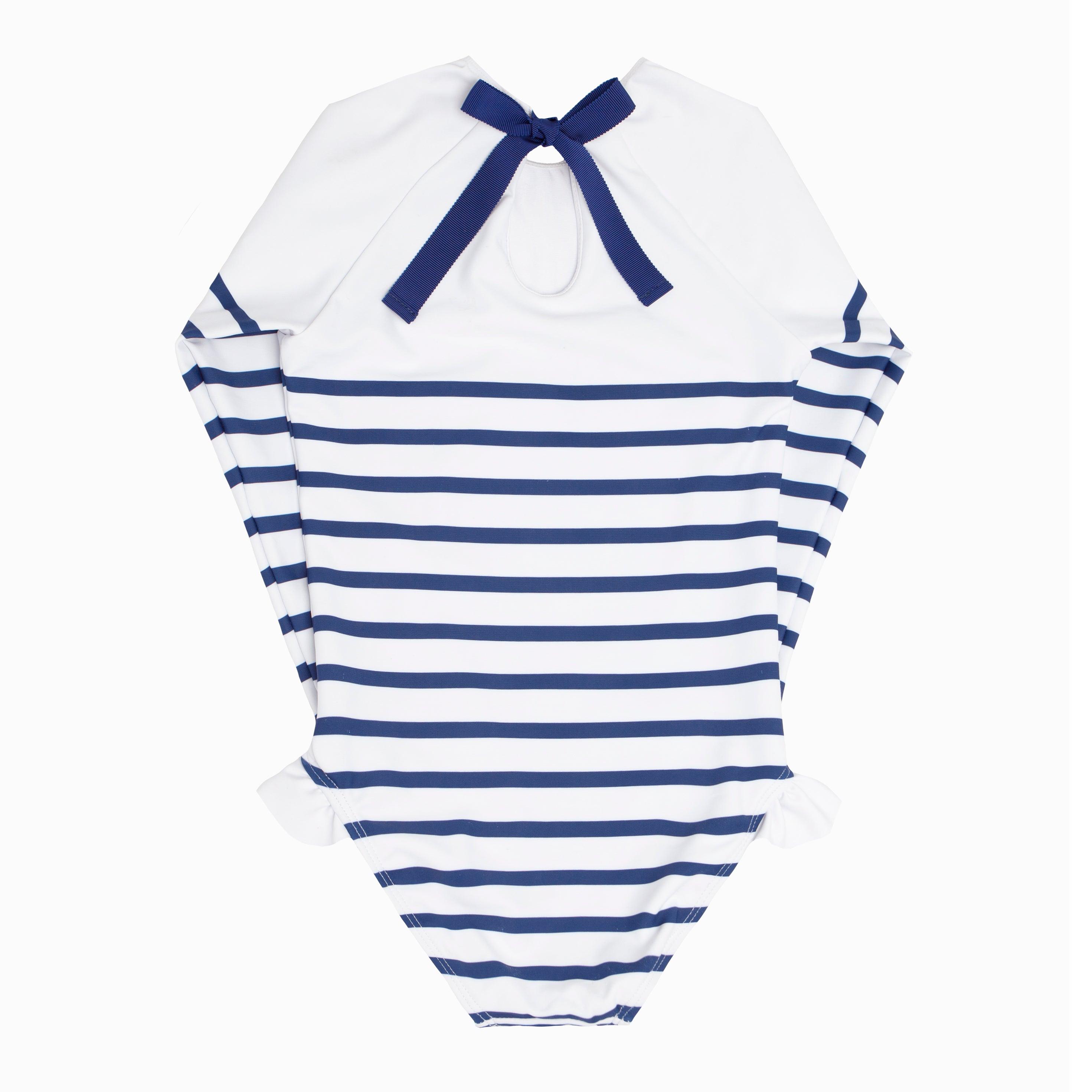 girls breton stripe rashguard one piece