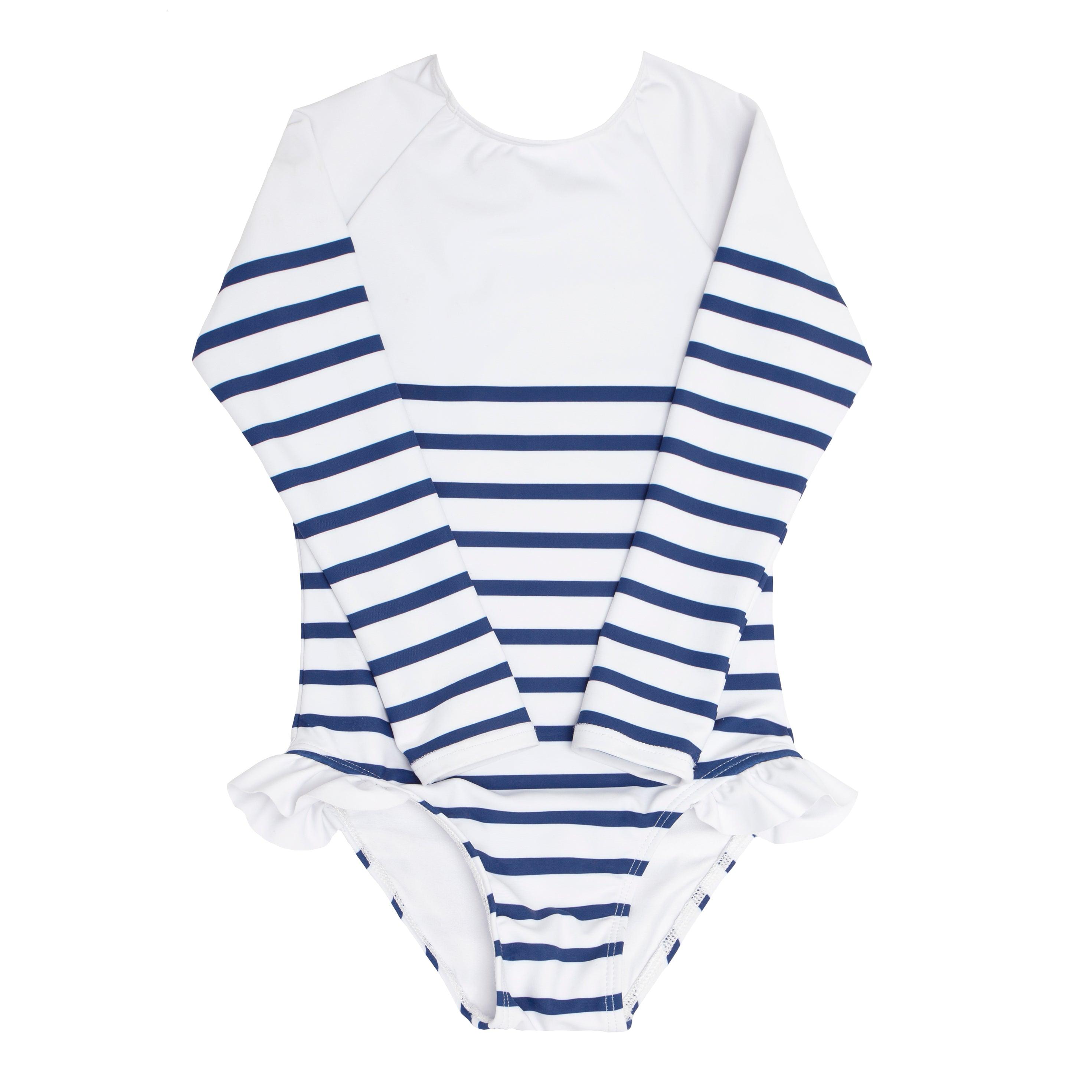 girls breton stripe rashguard one piece