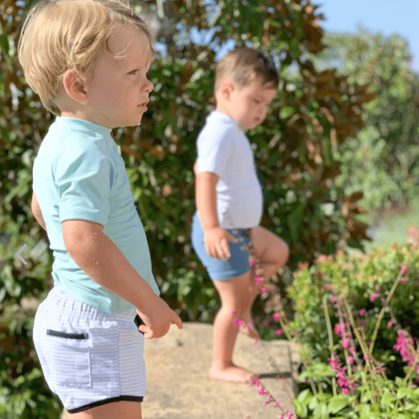 boys powder blue stripe boardie