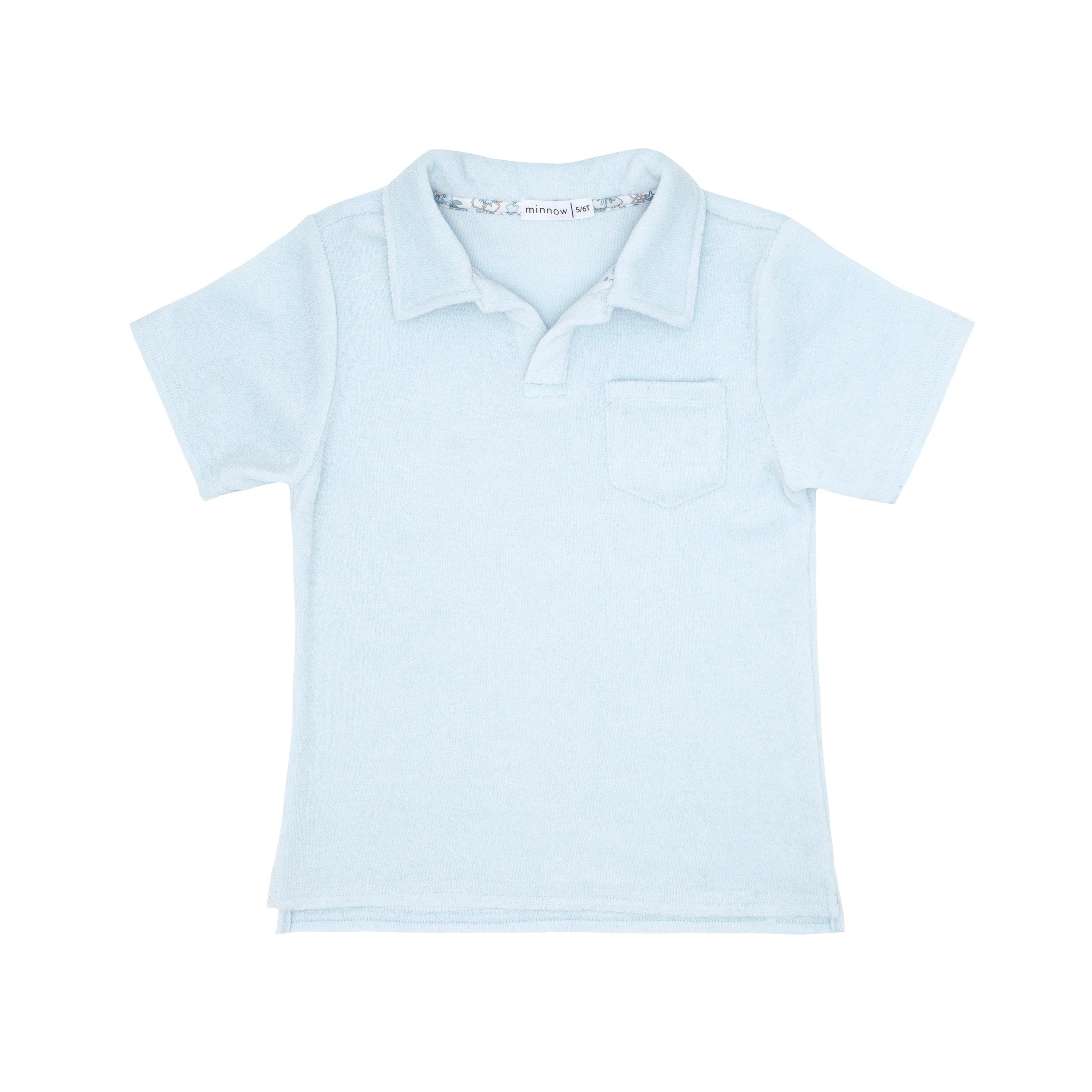 boys light blue french terry polo shirt