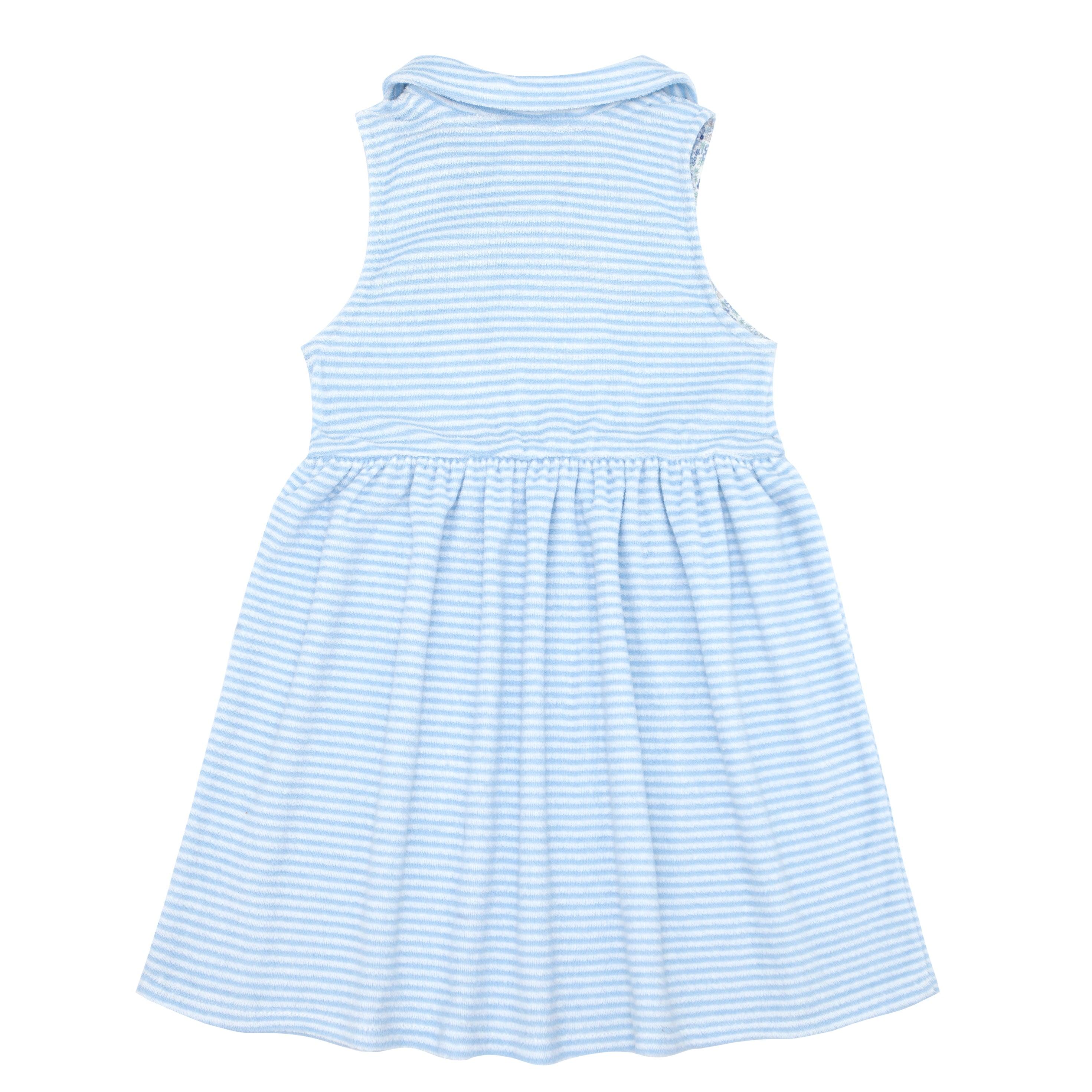 girls powder blue stripe french terry tennis dress