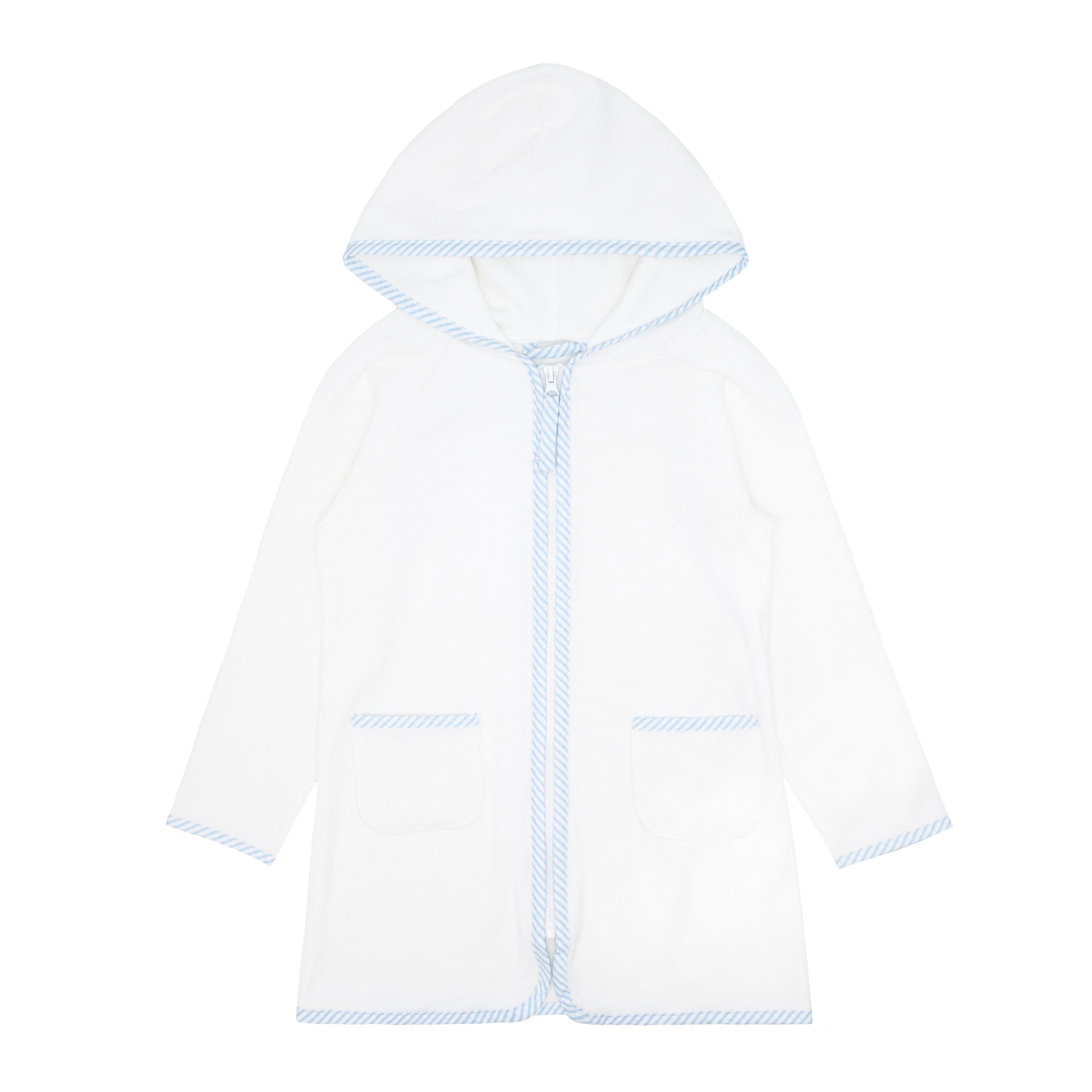 unisex white french terry hooded zipper coverup