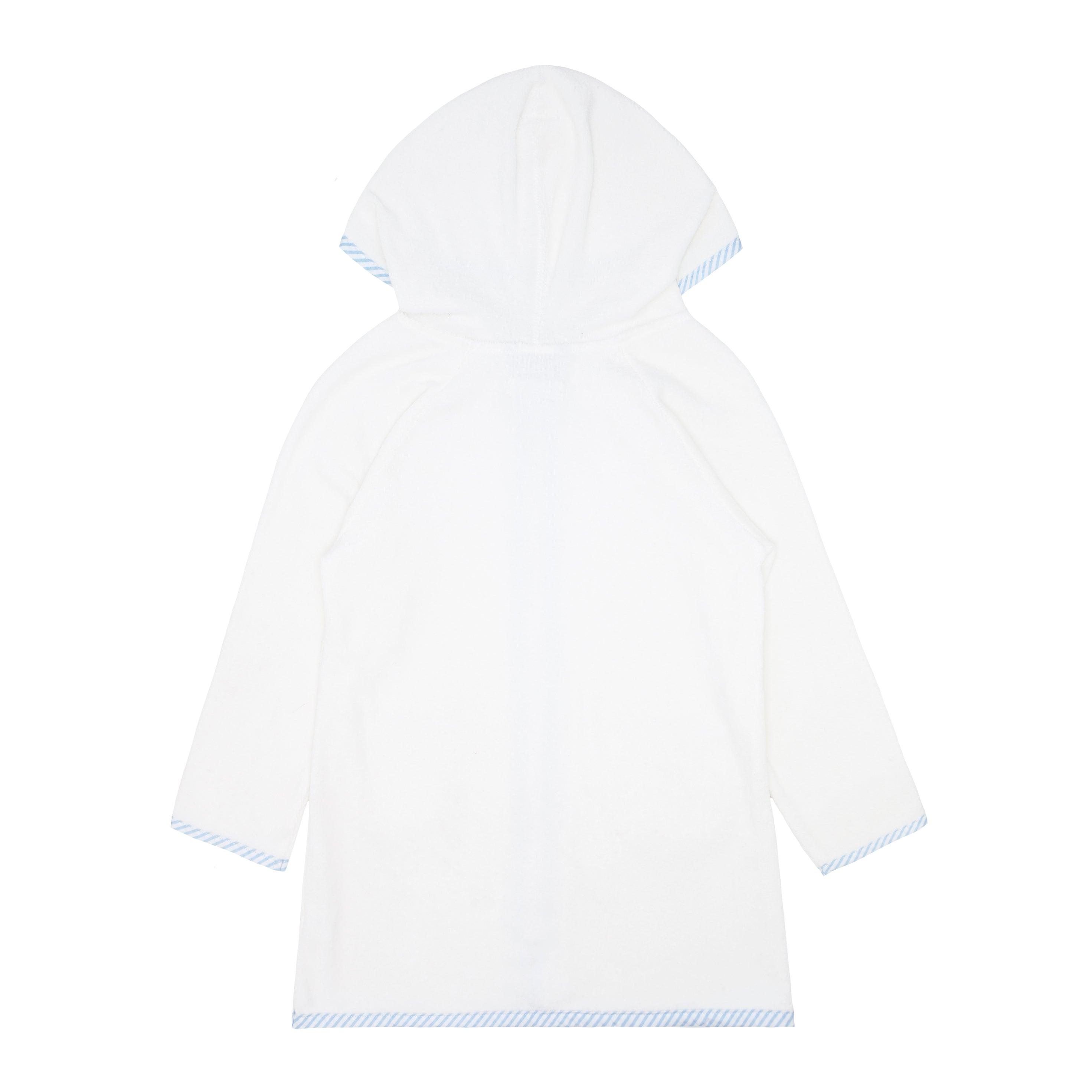 unisex white french terry hooded zipper coverup