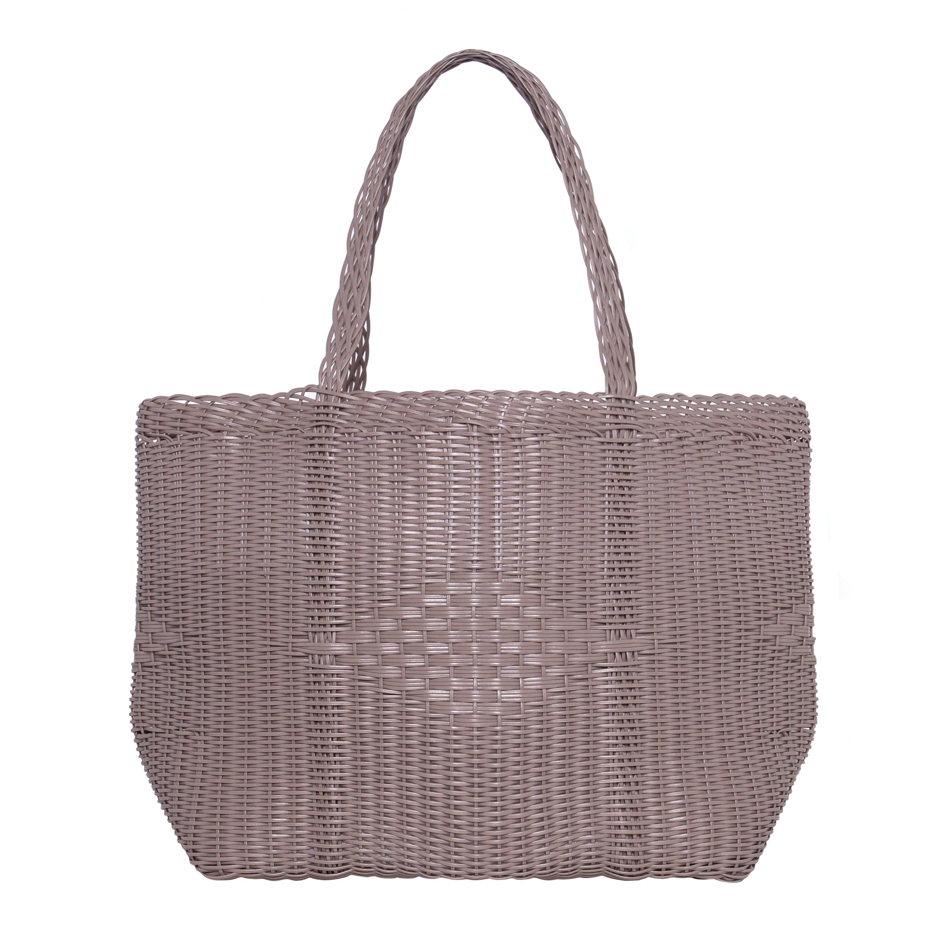 gray woven beach bag