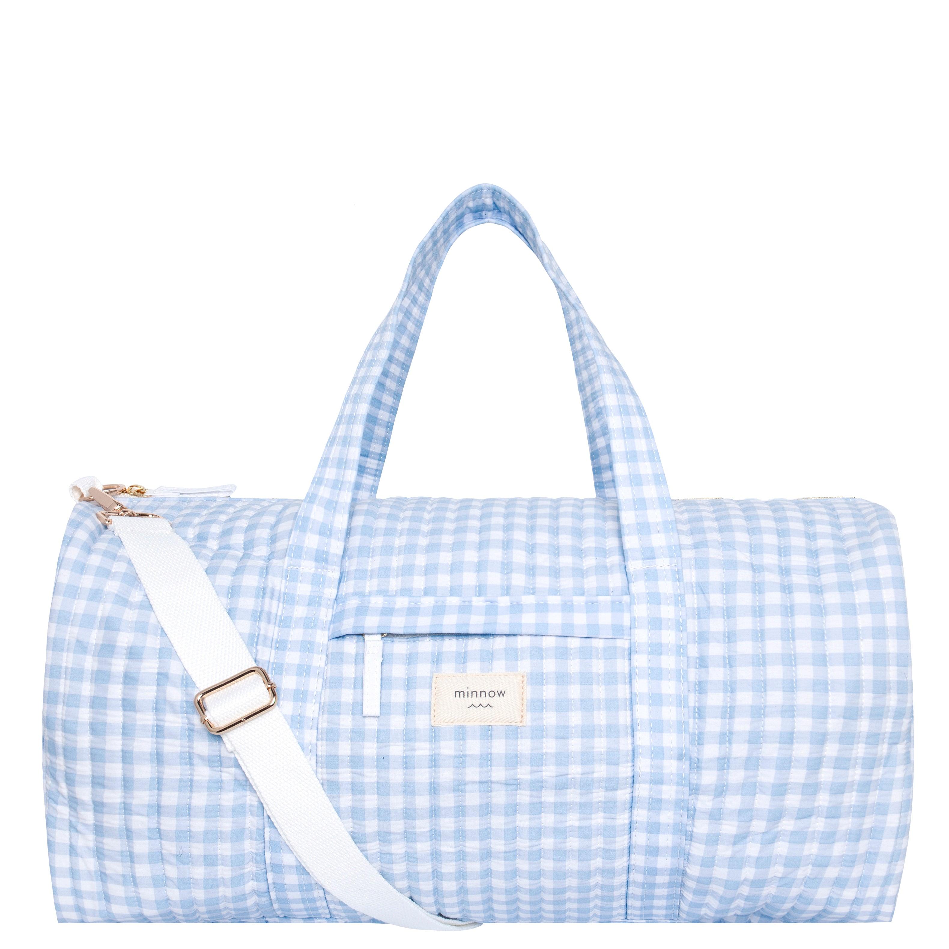 oasis blue gingham weekender bag