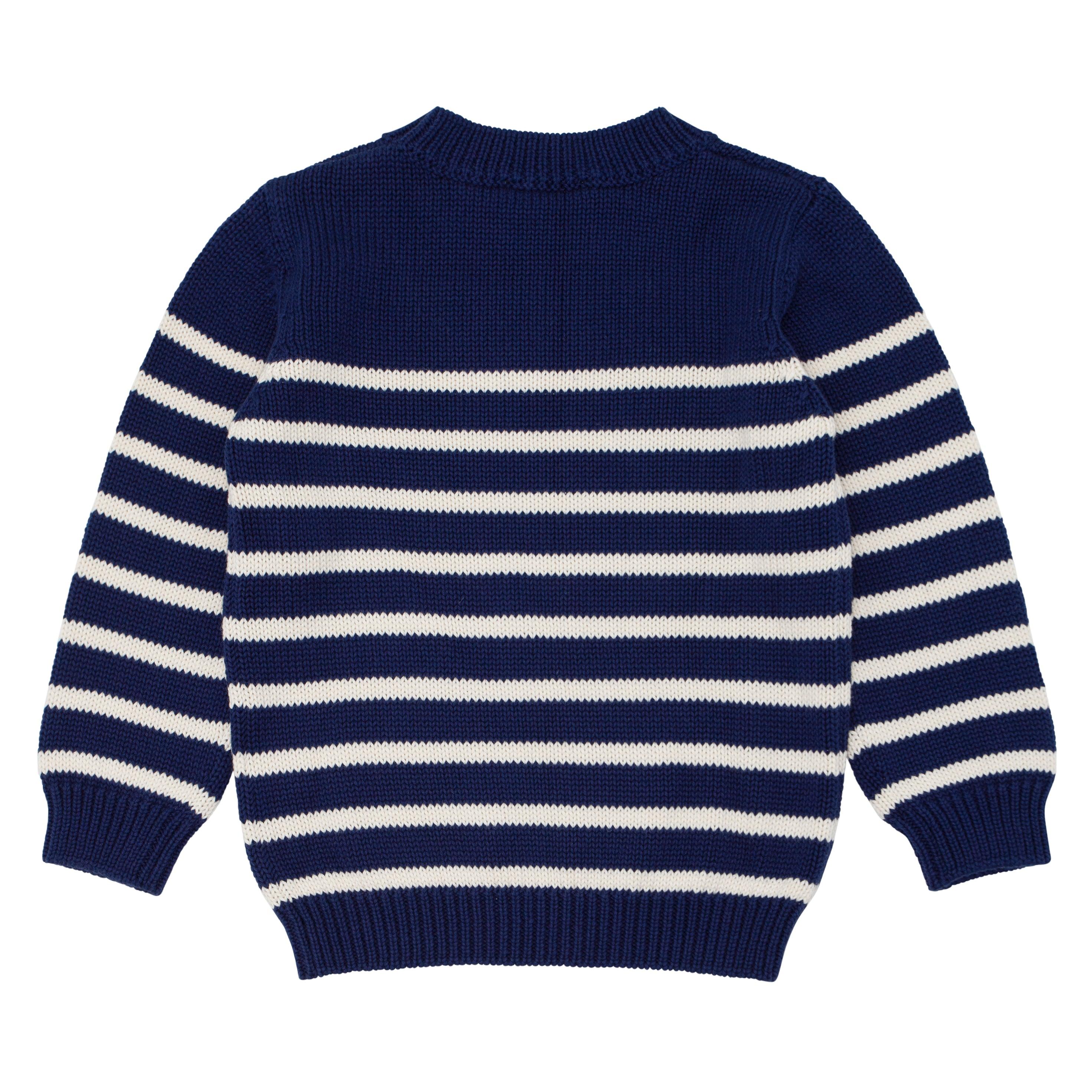 unisex navy and cream stripe knit sweater