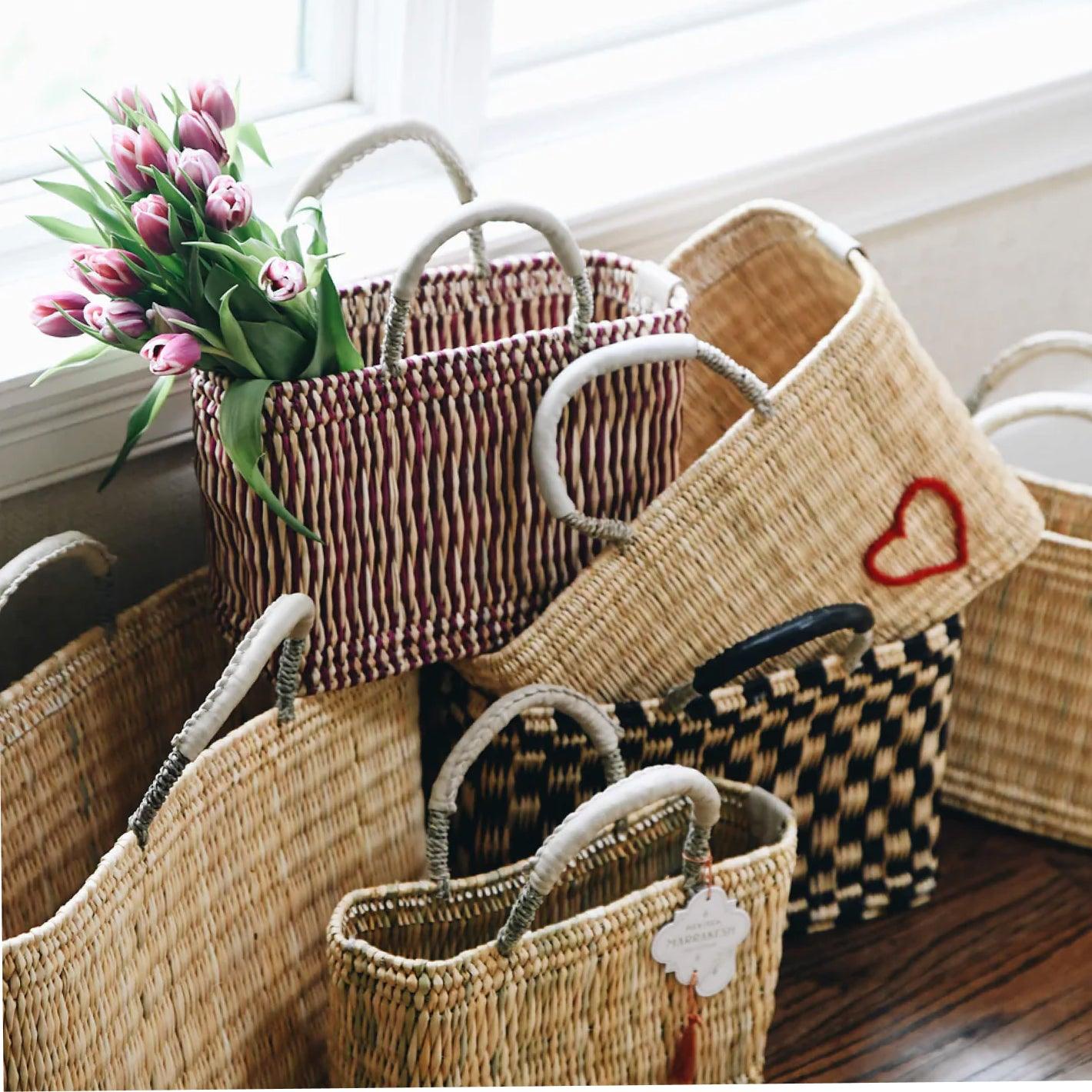 mersea medina stripe basket, red